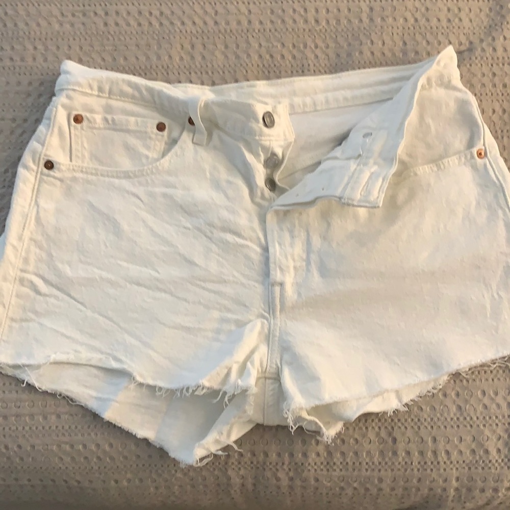 Levi’s white Denim cutoff shorts